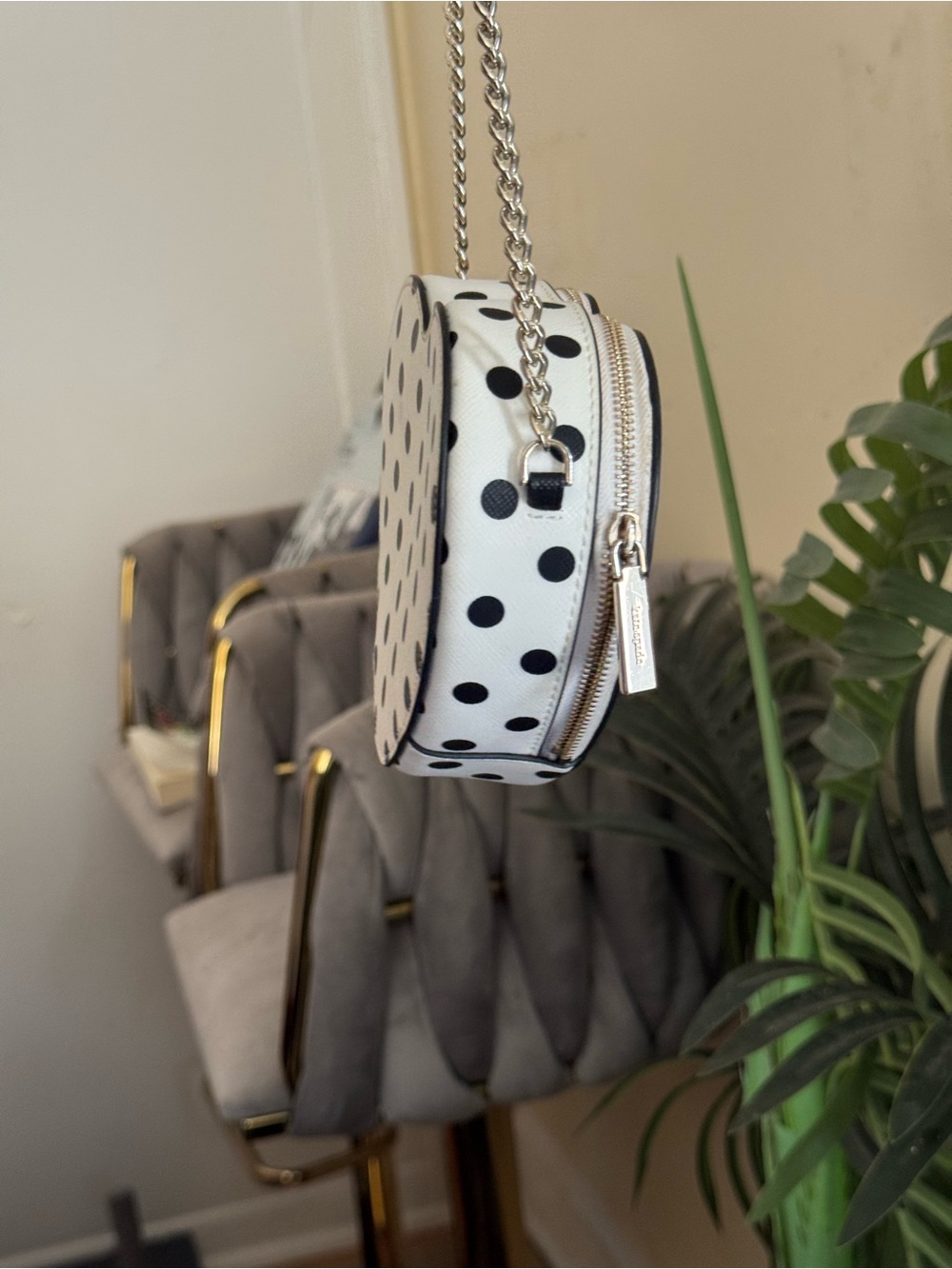 kate spade White and Black Polka Dot Heart Crossbody Bag - Picture 5 of 9